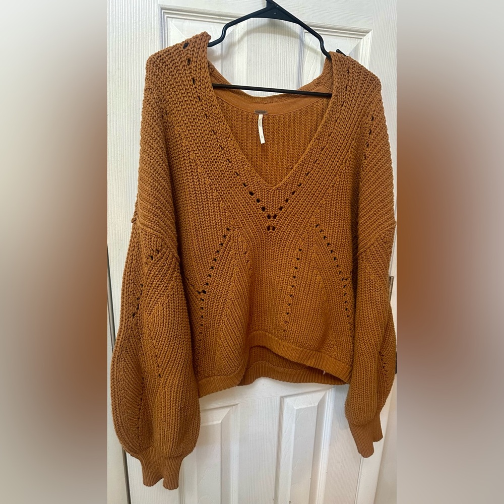 FREE PEOPLE All Day Long day Chunky Knit Sweater in Sahara brown